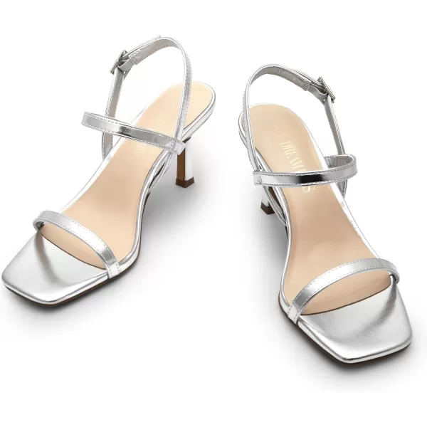 imageDREAM PAIRS Womens Slingback Heels Square Open Toe Strappy Sandals Ankle Strap High Heeled Dressy ShoesSilver
