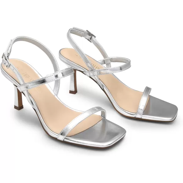 imageDREAM PAIRS Womens Slingback Heels Square Open Toe Strappy Sandals Ankle Strap High Heeled Dressy ShoesSilver