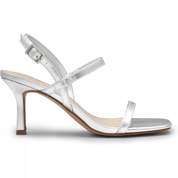 imageDREAM PAIRS Womens Slingback Heels Square Open Toe Strappy Sandals Ankle Strap High Heeled Dressy ShoesSilver