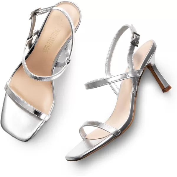 imageDREAM PAIRS Womens Slingback Heels Square Open Toe Strappy Sandals Ankle Strap High Heeled Dressy ShoesSilver
