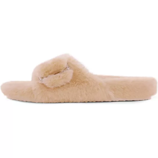 imageDREAM PAIRS Womens Slip on Fluffy House Slippers with Arch Support Soft Open Toe Indoor Outdoor Fuzzy Slide SlipperApricot