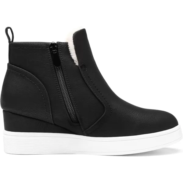 imageDREAM PAIRS Womens Slip on High Top Wedge Sneakers Hidden Heel Platform Wedgie Ankle BootiesBlackPu