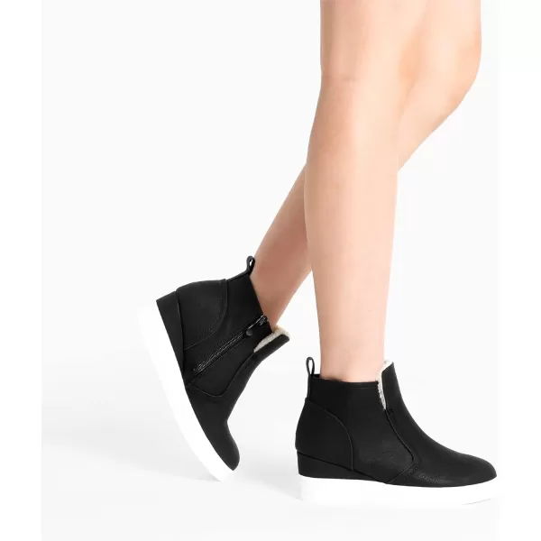 imageDREAM PAIRS Womens Slip on High Top Wedge Sneakers Hidden Heel Platform Wedgie Ankle BootiesBlackPu