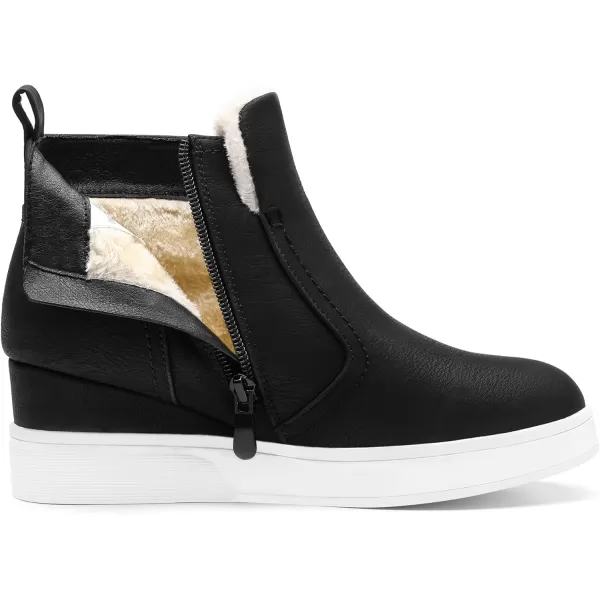 imageDREAM PAIRS Womens Slip on High Top Wedge Sneakers Hidden Heel Platform Wedgie Ankle BootiesBlackPu