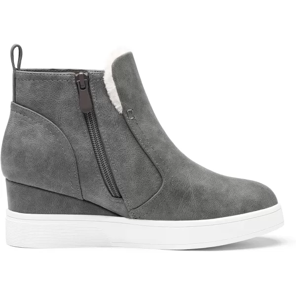 imageDREAM PAIRS Womens Slip on High Top Wedge Sneakers Hidden Heel Platform Wedgie Ankle BootiesGreyPu