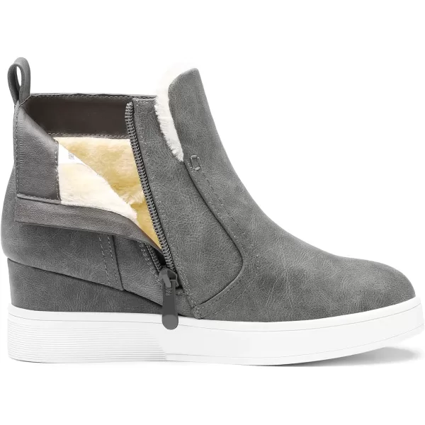 imageDREAM PAIRS Womens Slip on High Top Wedge Sneakers Hidden Heel Platform Wedgie Ankle BootiesGreyPu