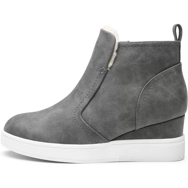 imageDREAM PAIRS Womens Slip on High Top Wedge Sneakers Hidden Heel Platform Wedgie Ankle BootiesGreyPu