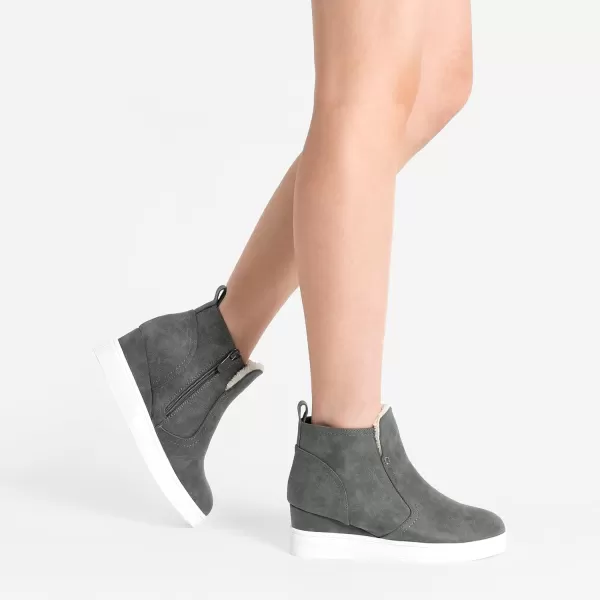 imageDREAM PAIRS Womens Slip on High Top Wedge Sneakers Hidden Heel Platform Wedgie Ankle BootiesGreyPu