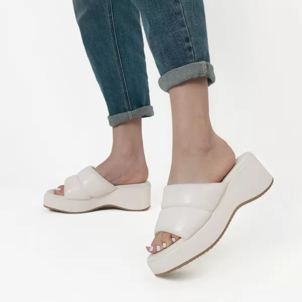 imageDREAM PAIRS Womens Slip on Slides Wedges Platform Cute Walking Comfort SandalsBeige