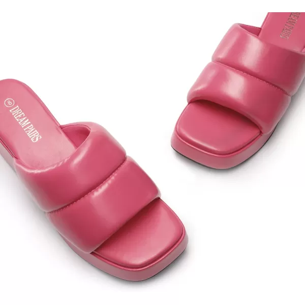 imageDREAM PAIRS Womens Slip on Slides Wedges Platform Cute Walking Comfort SandalsHot Pink