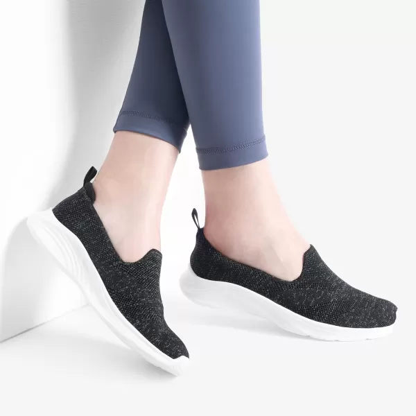 imageDREAM PAIRS Womens Slip on Walking Shoes Lightweight Non Slip Sneakers with Removable Insole  Breathable Knit Mesh Upper  Casual Travel Work Jogging Tennis ShoeBlack