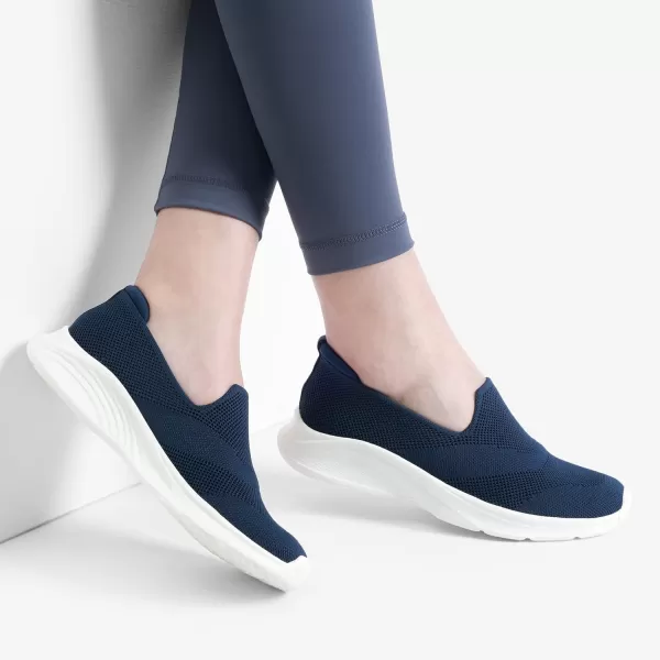 imageDREAM PAIRS Womens Slip on Walking Shoes Lightweight Non Slip Sneakers with Removable Insole  Breathable Knit Mesh Upper  Casual Travel Work Jogging Tennis ShoeNavy