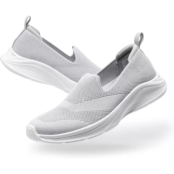 imageDREAM PAIRS Womens Slip on Walking Shoes Lightweight Non Slip Sneakers with Removable Insole  Breathable Knit Mesh Upper  Casual Travel Work Jogging Tennis ShoeLight Grey