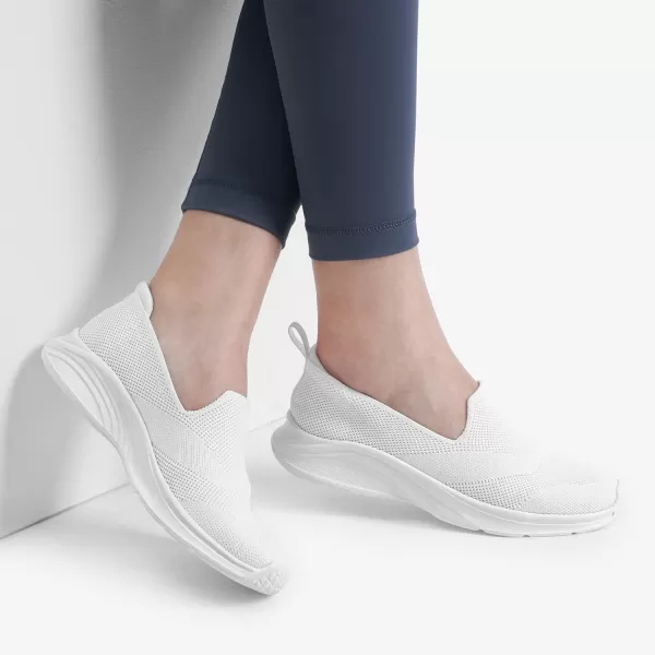 imageDREAM PAIRS Womens Slip on Walking Shoes Lightweight Non Slip Sneakers with Removable Insole  Breathable Knit Mesh Upper  Casual Travel Work Jogging Tennis ShoeWhite