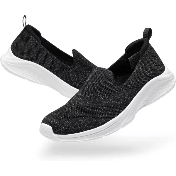 imageDREAM PAIRS Womens Slip on Walking Shoes Lightweight Non Slip Sneakers with Removable Insole  Breathable Knit Mesh Upper  Casual Travel Work Jogging Tennis ShoeBlack