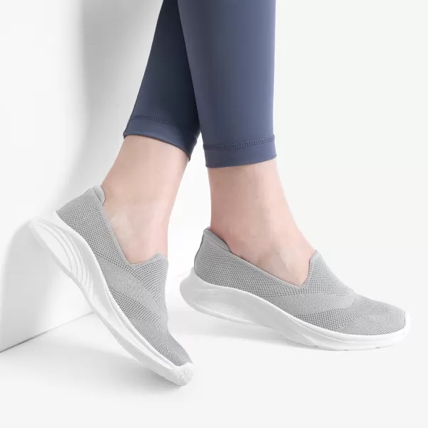 imageDREAM PAIRS Womens Slip on Walking Shoes Lightweight Non Slip Sneakers with Removable Insole  Breathable Knit Mesh Upper  Casual Travel Work Jogging Tennis ShoeLight Grey