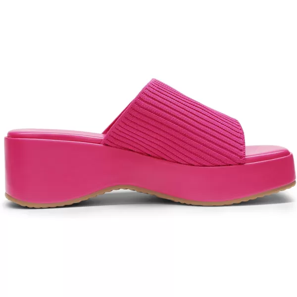 imageDREAM PAIRS Womens Slip on Wedges Platform Soft Cute Walking Comfort Flatform SandalsHot Pink