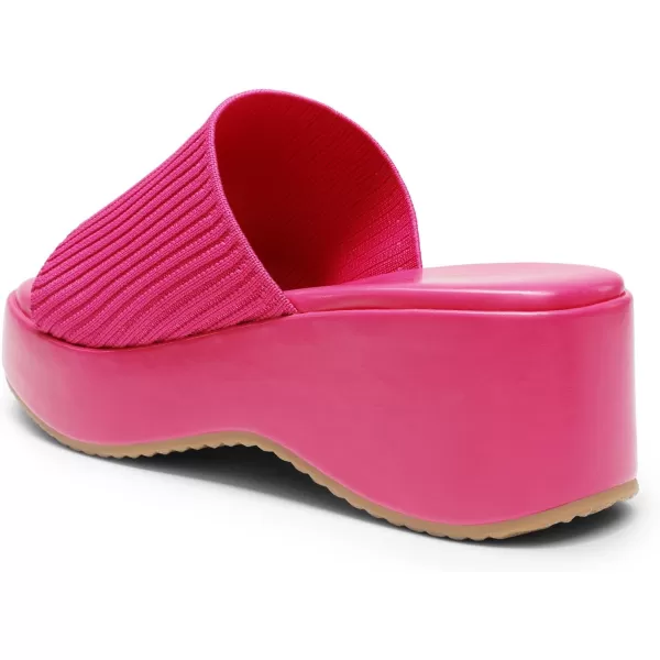 imageDREAM PAIRS Womens Slip on Wedges Platform Soft Cute Walking Comfort Flatform SandalsHot Pink