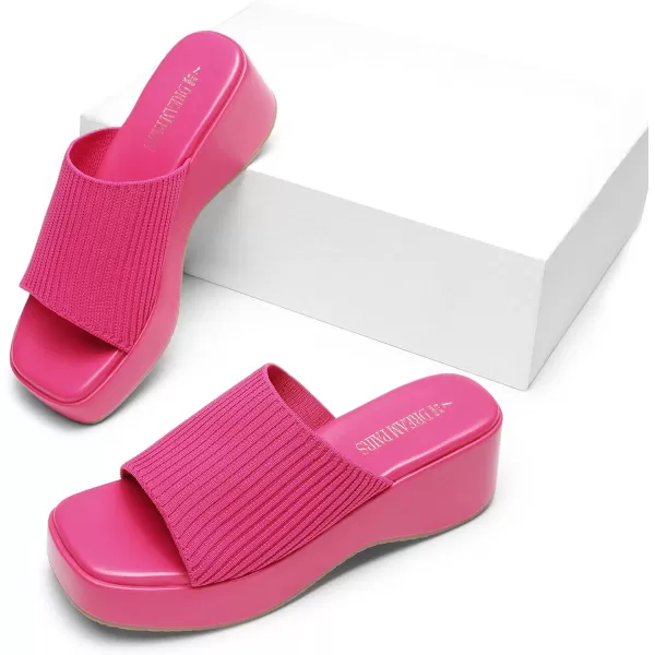 imageDREAM PAIRS Womens Slip on Wedges Platform Soft Cute Walking Comfort Flatform SandalsHot Pink