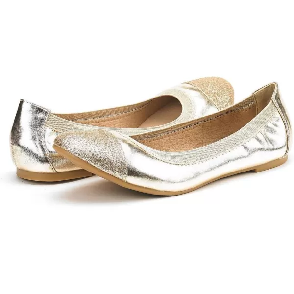 imageDREAM PAIRS Womens SoleFlex Ballerina Walking Flats ShoesGold