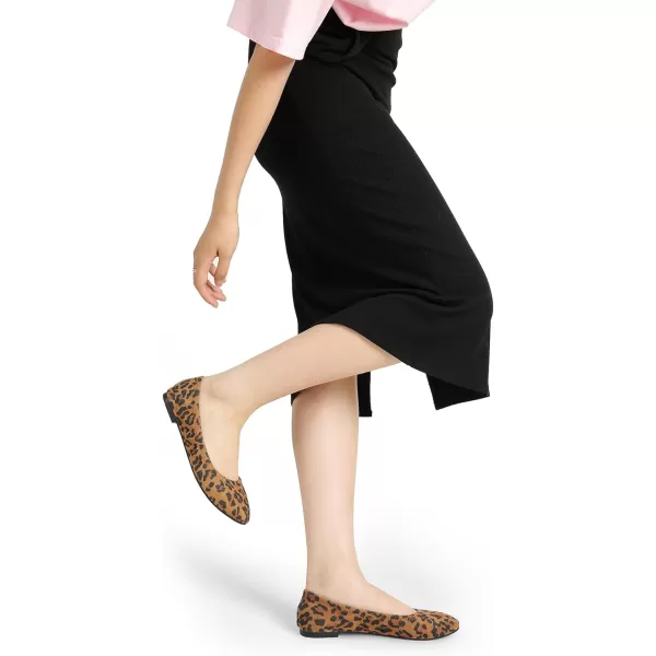 imageDREAM PAIRS Womens SoleHappy Ballerina Walking Flats ShoesLeopard
