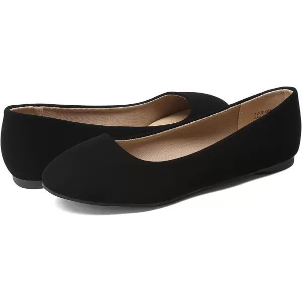 imageDREAM PAIRS Womens SoleSimple Ballerina Walking Flats ShoesBlackNubuck