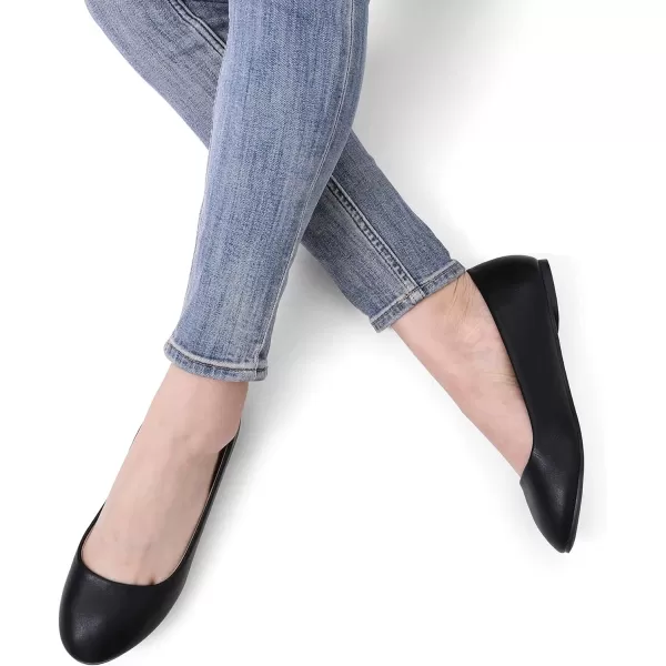 imageDREAM PAIRS Womens SoleSimple Ballerina Walking Flats ShoesBlackPu