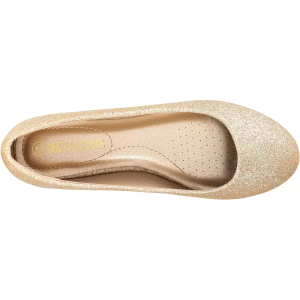 imageDREAM PAIRS Womens SoleSimple Ballerina Walking Flats ShoesGoldGlitter