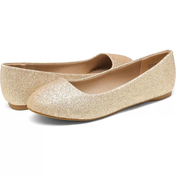 imageDREAM PAIRS Womens SoleSimple Ballerina Walking Flats ShoesGoldGlitter