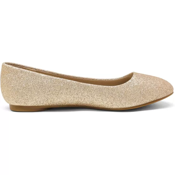 imageDREAM PAIRS Womens SoleSimple Ballerina Walking Flats ShoesGoldGlitter