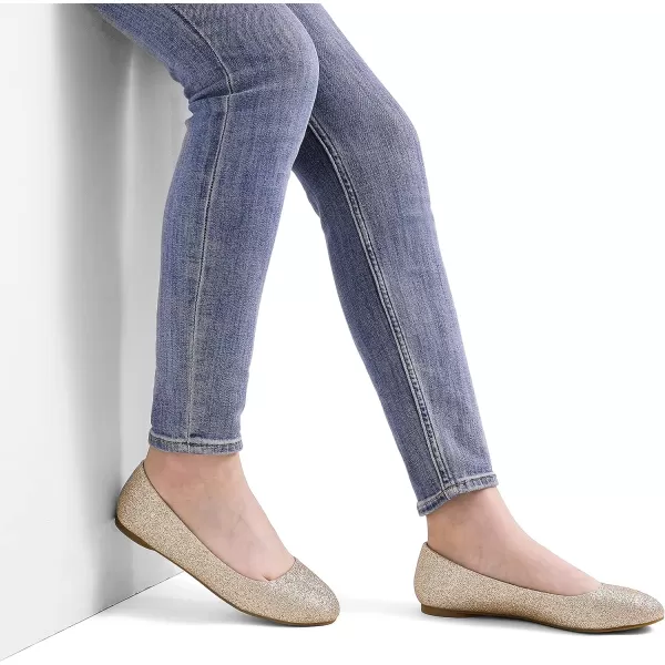 imageDREAM PAIRS Womens SoleSimple Ballerina Walking Flats ShoesGoldGlitter