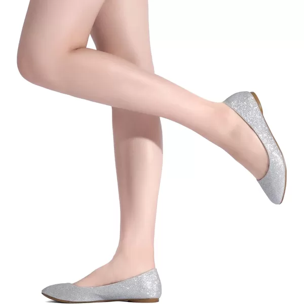 imageDREAM PAIRS Womens SoleSimple Ballerina Walking Flats ShoesSilverGlitter