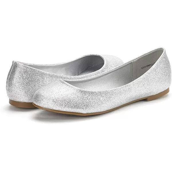 imageDREAM PAIRS Womens SoleSimple Ballerina Walking Flats ShoesSilverGlitter