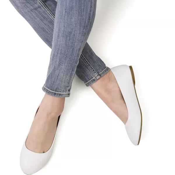 imageDREAM PAIRS Womens SoleSimple Ballerina Walking Flats ShoesWhite