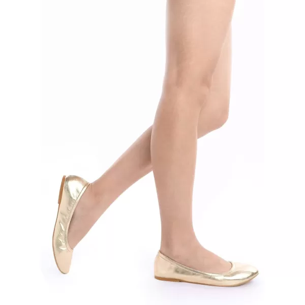 imageDREAM PAIRS Womens Solefina Solid Plain Walking Classic Ballet Flats ShoesGoldPu