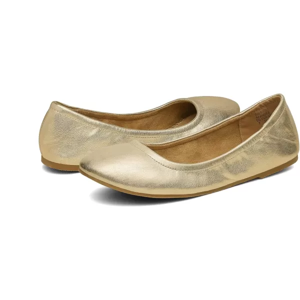 imageDREAM PAIRS Womens Solefina Solid Plain Walking Classic Ballet Flats ShoesGoldPu