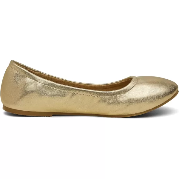 imageDREAM PAIRS Womens Solefina Solid Plain Walking Classic Ballet Flats ShoesGoldPu