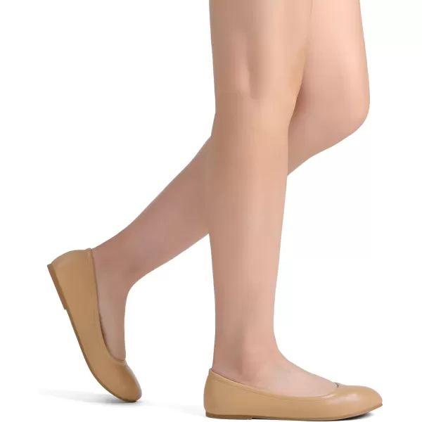 imageDREAM PAIRS Womens Solefina Solid Plain Walking Classic Ballet Flats ShoesNude