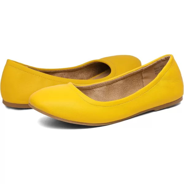 imageDREAM PAIRS Womens Solefina Solid Plain Walking Classic Ballet Flats ShoesYellow