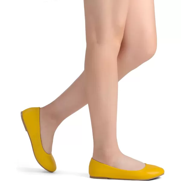 imageDREAM PAIRS Womens Solefina Solid Plain Walking Classic Ballet Flats ShoesYellow