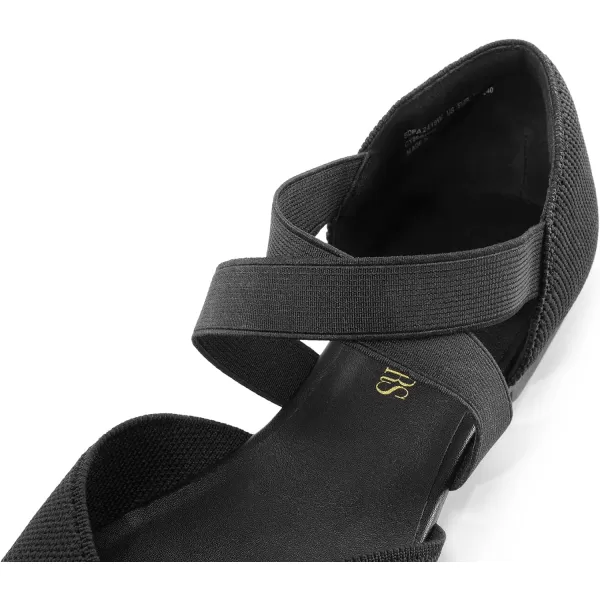 imageDREAM PAIRS Womens Spuare Toe Ankle Strap Ballet Flats Breathable High Stretch Knitted Fabric  Stylish Comfortable Casual Dressy Daily Work Office ShoesBlack