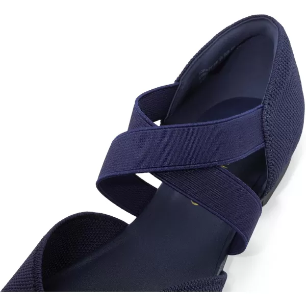 imageDREAM PAIRS Womens Spuare Toe Ankle Strap Ballet Flats Breathable High Stretch Knitted Fabric  Stylish Comfortable Casual Dressy Daily Work Office ShoesNavy