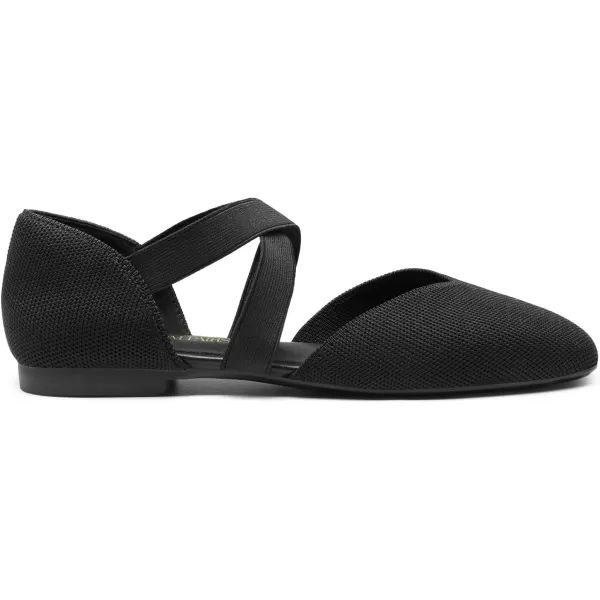 imageDREAM PAIRS Womens Spuare Toe Ankle Strap Ballet Flats Breathable High Stretch Knitted Fabric  Stylish Comfortable Casual Dressy Daily Work Office ShoesBlack