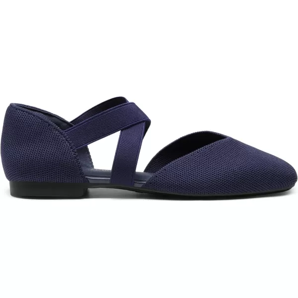 imageDREAM PAIRS Womens Spuare Toe Ankle Strap Ballet Flats Breathable High Stretch Knitted Fabric  Stylish Comfortable Casual Dressy Daily Work Office ShoesNavy
