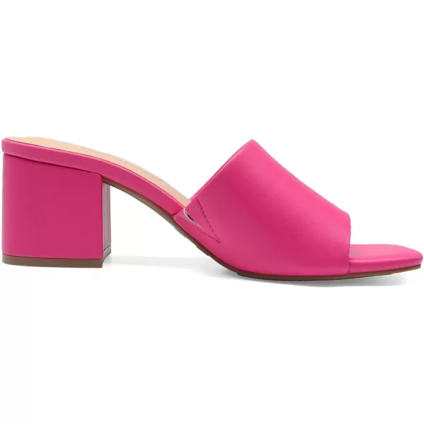 imageDREAM PAIRS Womens Square Open Toe Heels Sandals Low Block Chunky Heeled Sandals Slide Sandals Slip on Comfortable Casual Pumps ShoesHot Pinkpu