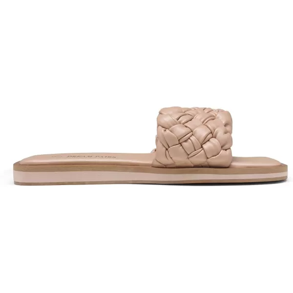 imageDREAM PAIRS Womens Square Open Toe Slide Sandals Cute Slip on Braided Strap Rhinestone Flat Sandals for SummerNudeWeave