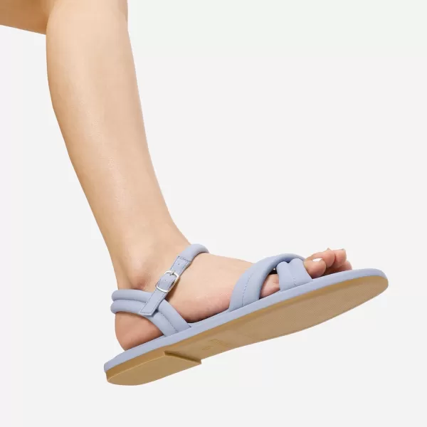 imageDREAM PAIRS Womens Square Toe Flat Sandals Quilted Crossover Strappy Comfort Cute Beach for SummerLight Blue