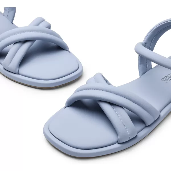 imageDREAM PAIRS Womens Square Toe Flat Sandals Quilted Crossover Strappy Comfort Cute Beach for SummerLight Blue