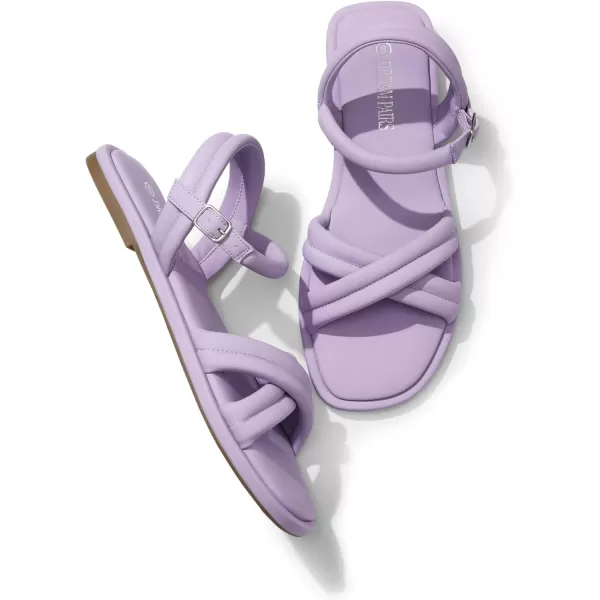 imageDREAM PAIRS Womens Square Toe Flat Sandals Quilted Crossover Strappy Comfort Cute Beach for SummerPurple