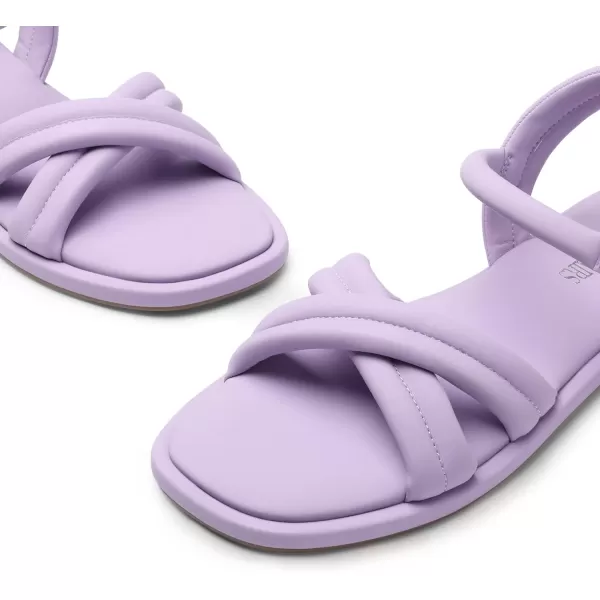 imageDREAM PAIRS Womens Square Toe Flat Sandals Quilted Crossover Strappy Comfort Cute Beach for SummerPurple